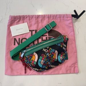 Gucci X North Face Unisex Multicolor Crossbody Bag with Green Strap